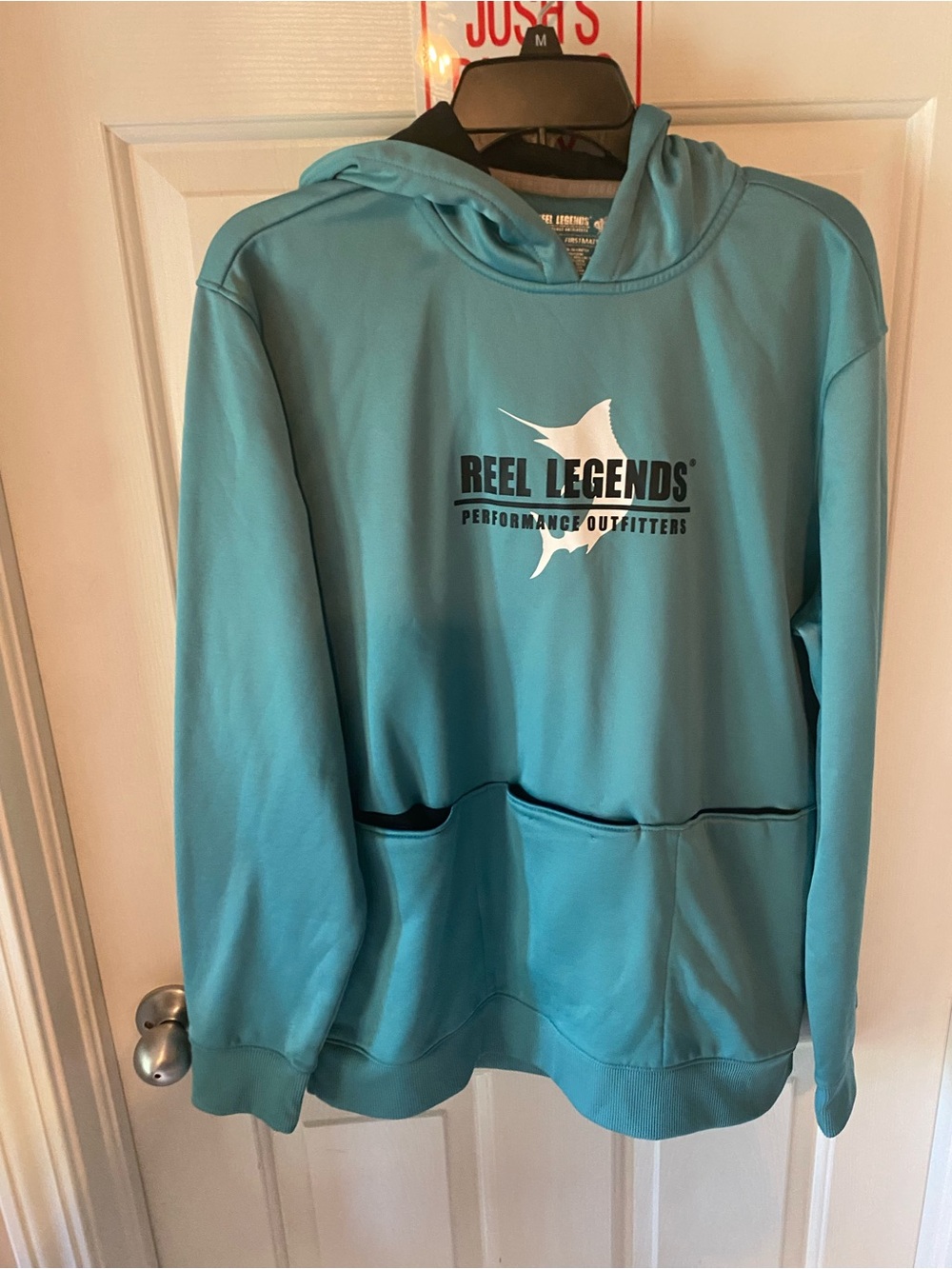 Reel Legends Men’s Teal Hooded Performance Rash Guard